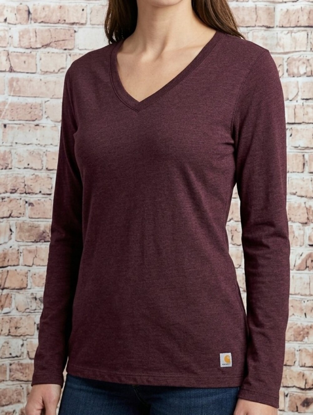 Carhartt Long Sleeve T-shirt V-Neck Size XS (0-2)